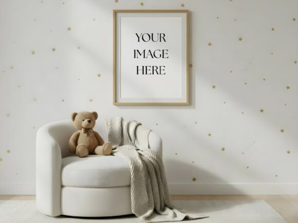Download Stars &amp; Teddy Nursery Frame Mockup - Frame mockup Collection