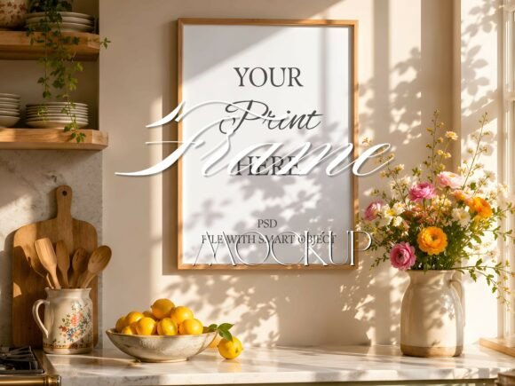 Download Sage Green Kitchen Frame Mockup Interior - Frame mockup Collection