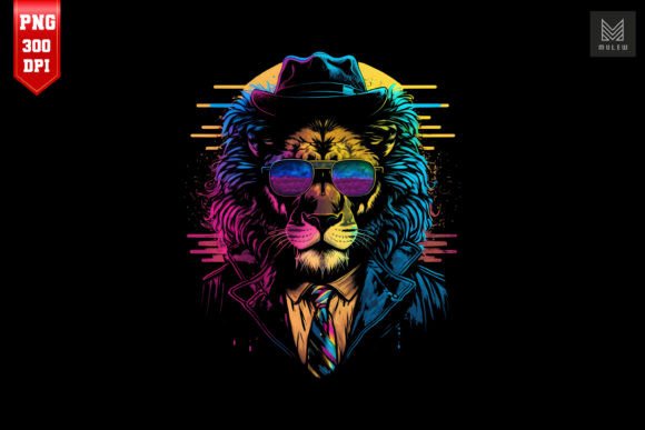 Download Synthwave Retro Gangster Lion 3 - Premium Resources