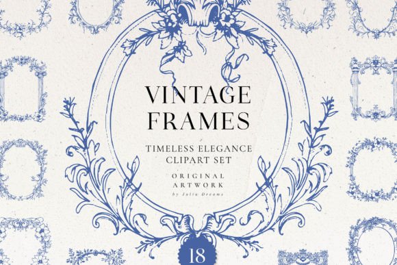Download Vintage Vector Frames SVG Clipart Set - Frame Collection