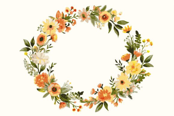 Download Watercolor Wreath Floral Frame with Circ - Frame Collection