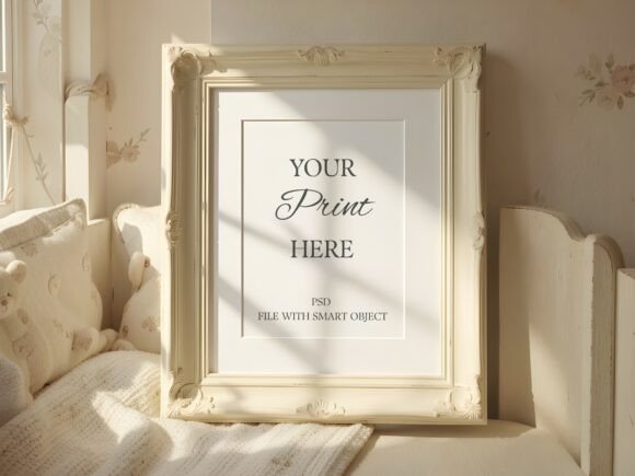 Download Vintage Cream Nursery Frame Mockup - Frame mockup Collection
