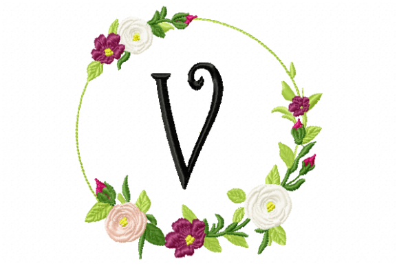 Download Frame Roses Monogram Letter V - Frame Collection