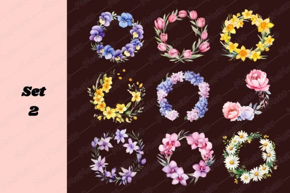 Download Watercolor Floral Wreath Frame Border - Frame Collection