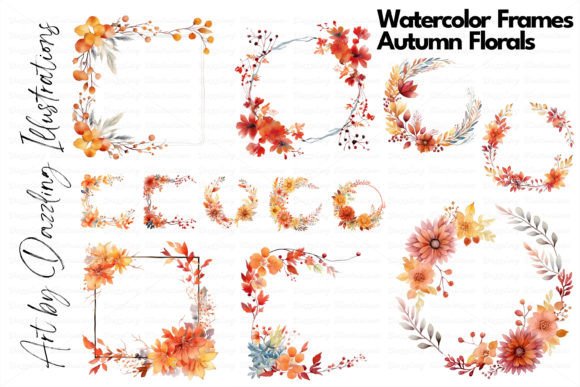 Download Watercolor Autumn Floral Frames Wreaths - Frame Collection