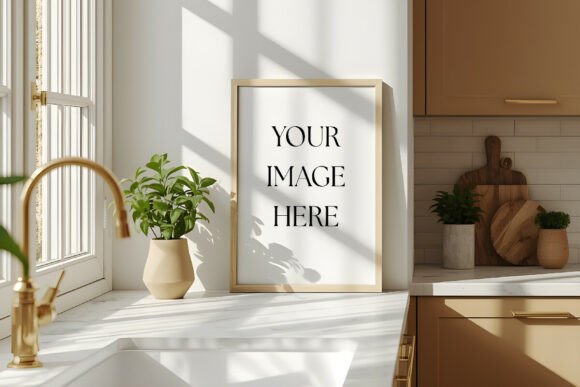 Download Beige Kitchen Frame Mockup - Frame mockup Collection