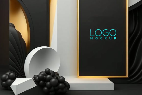 Download Logo Mockup, Black Frame Interior Mockup - Interior mockup Collection