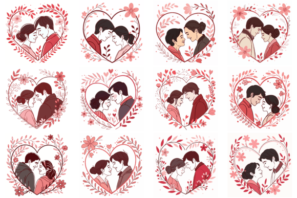 Download Romantic Couple in a Heart-Shaped Frame - Frame Collection