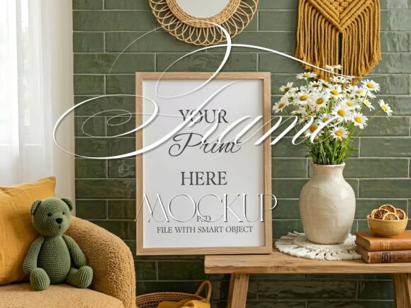 Download Boho Green Kids Room Frame Mockup - Frame mockup Collection
