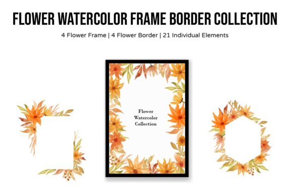 Download Flower Watercolor Frame Border Fall Set - Frame Collection