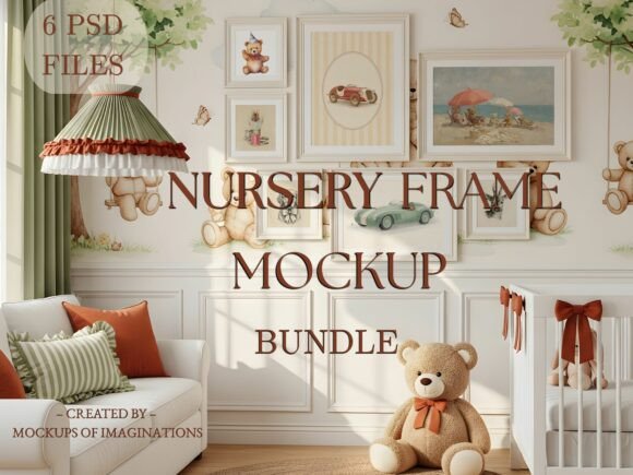 Download Teddy Bear Nursery Frame Mockup Bundle - Frame mockup Collection