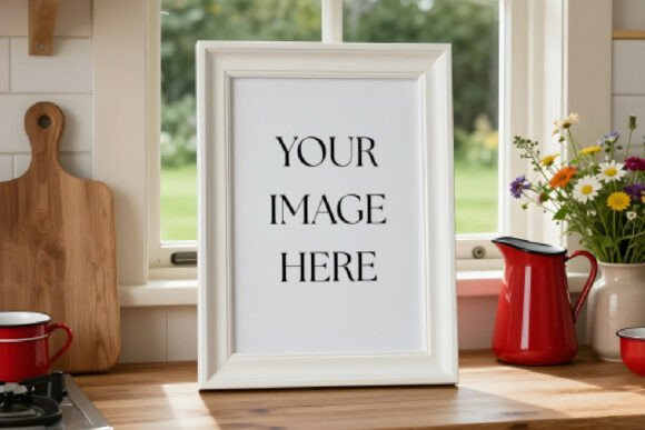 Download WHITE FARMHOUSE KITCHEN FRAME MOCKUP Psd - Frame mockup Collection