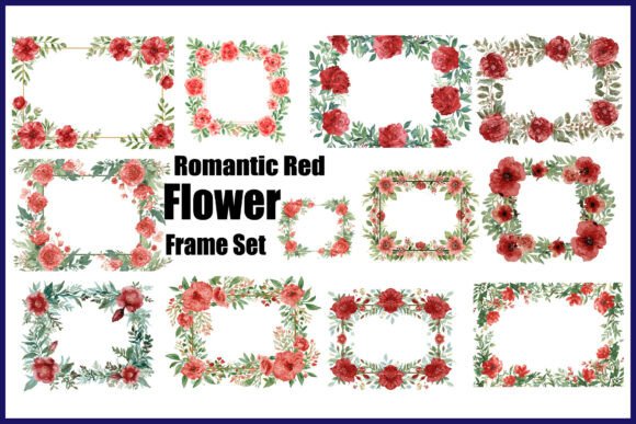 Download Romantic Red Flower Frame Set - Frame Collection