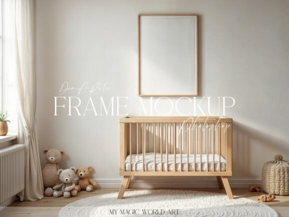 Download Nursery Frame Mockup PSD Frame Above Cot - Frame mockup Collection