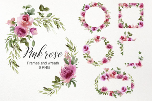 Download Watercolor Pink Rose Frame Clipart - Frame Collection