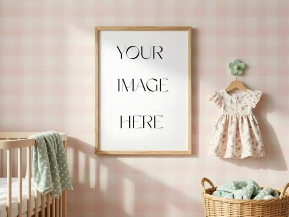 Download Pink Gingham Nursery Frame Mockup - Frame mockup Collection