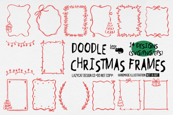 Download Doodle Christmas Frame SVG PNG Bundle - Frame Collection