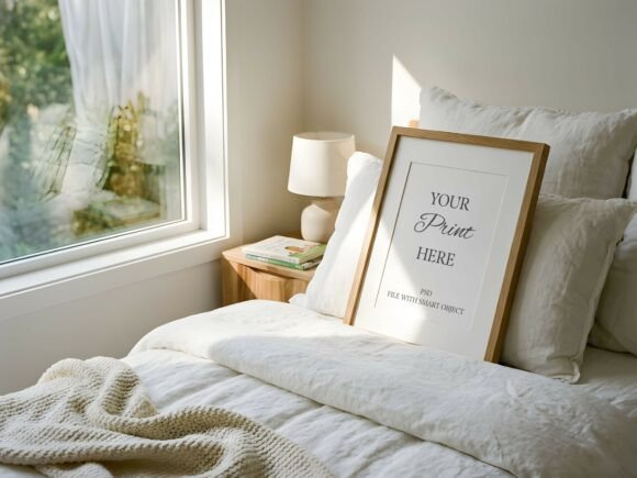 Download Bedside Wood Frame Kids Bedroom Mockup - Frame Collection