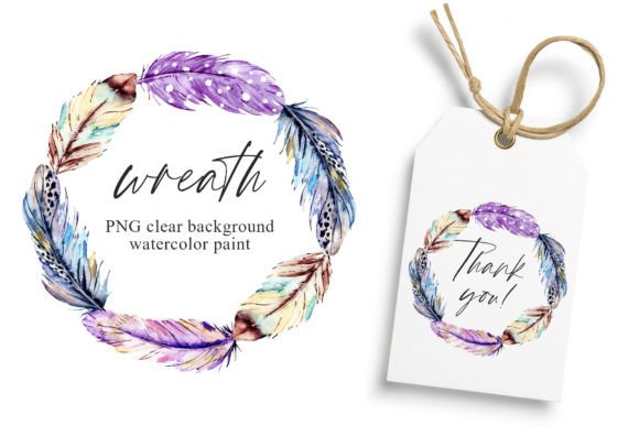Download Feathers Wreath, Watercolor Frame, PNG. - Frame Collection