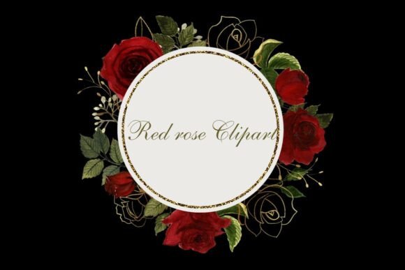 Download Red Rose Floral Wreath with Gold Frame - Frame Collection