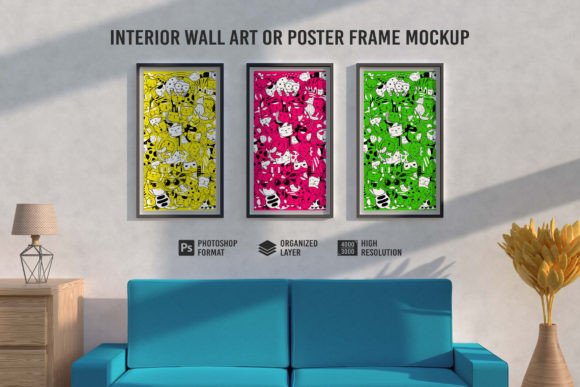 Download Interior Wall Art or Poster Frame Mockup - Frame mockup Collection