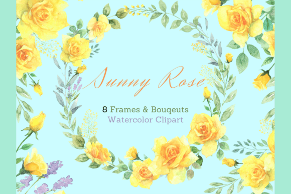 Download Watercolor Yellow Rose Frame Clipart Set - Frame Collection