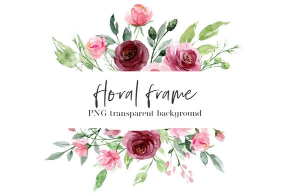 Download Watercolor Flower Frame Border, PNG. - Frame Collection