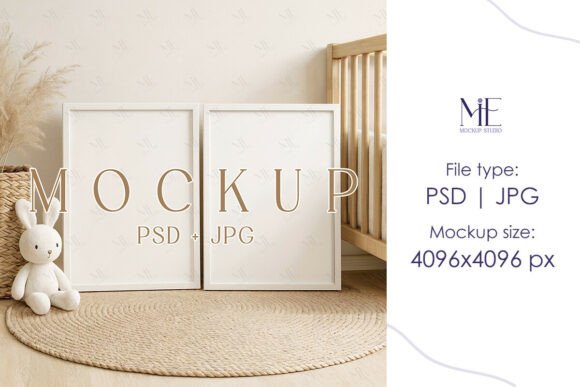 Download Nursery Frame Mockup, Wood Poster A3 PSD - Frame mockup Collection