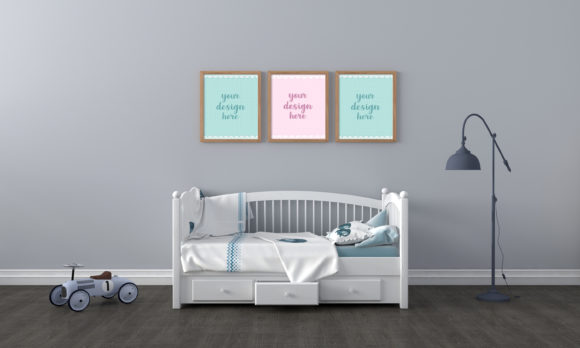 Download A 3D Rendering Kids Bedroom Empty Frames - Frame Collection