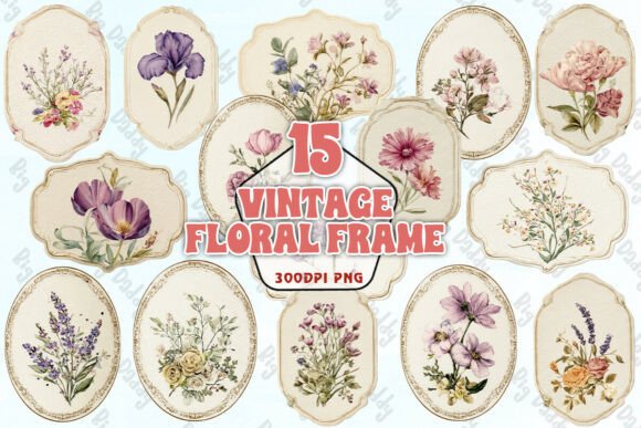 Download Vintage Floral Frame Watercolor PNG - Frame Collection