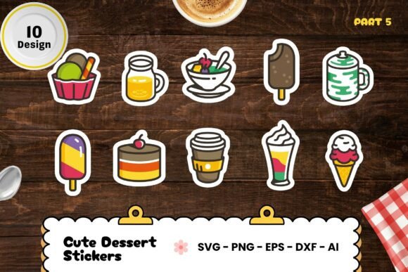 Download Cute Dessert Stickers Set SVG - Cricut - Dessert stickers Collection