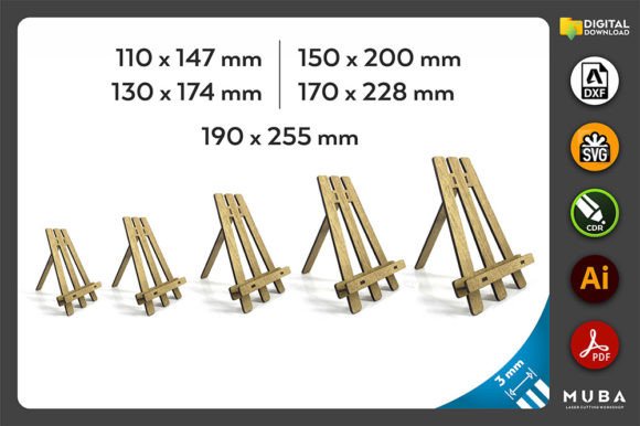Download 5 Sizes Easel Stand, Photo Frame Svg - Frame Collection