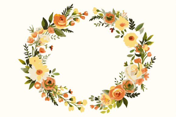 Download Watercolor Wreath Floral Frame with Circ - Frame Collection
