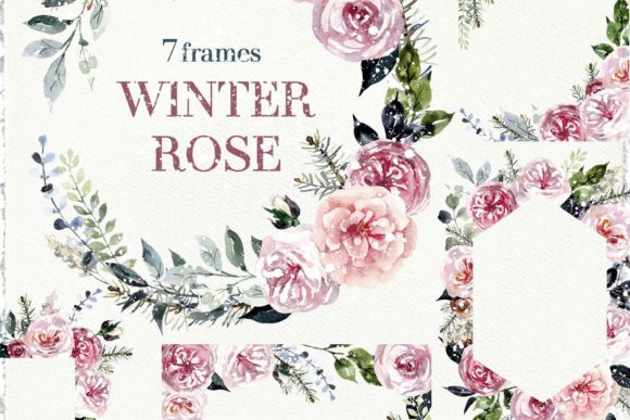 Download Watercolor Winter Floral Frame - Frame Collection