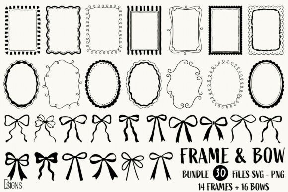 Download Hand-Drawn Frames &amp; Bows Bundle SVG PNG - Frame Collection