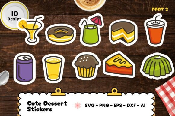 Download Cute Dessert Stickers Set SVG - Cricut - Dessert stickers Collection