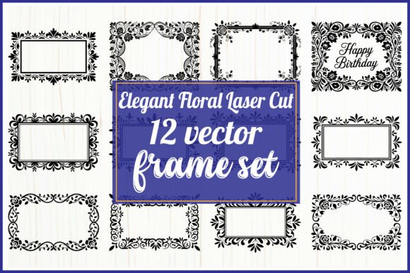 Download Elegant Floral Frame Laser Cut Set - Frame Collection