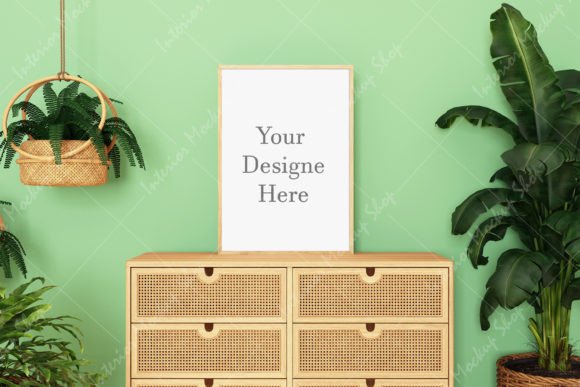 Download Mock Up Frame in Living Room Boho Style - Frame Collection