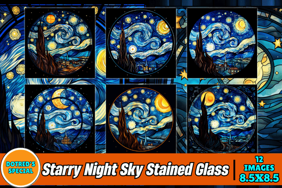 Download Starry Night Sky Stained Glass - Premium Bundle